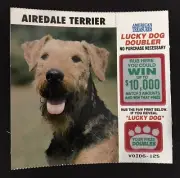 Airedale Terrier Dog Instant SV Lottery Ticket, circa 1995 , no cash value