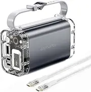 Lucid Air Portable Power Station 26800mAh 65W - Compact Outdoor Generator for Camping & Hiking - Fast Charging, Waterproof, LED Light, USB-A/C for Laptops, Phones, Tablets - Grey