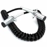 15 Ft 7 Way Coiled Electric Trailer Cord W/ 12 Inch Lead Ends