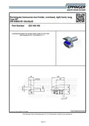 VDI30, turning tool holder, right hand, long, Type B7, 20mm, 222.105.150