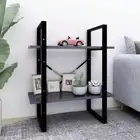 Stylish Grey 2-Tier Book Cabinet Storage Unit Engineered Wood 60x30x70 cm