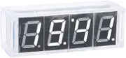 DIY LED Clock, DIY Clock Kit, Transparent Cover for Electronics Lover Gift Clock Alarm/Timer Function(White)