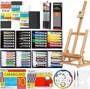 MEEDEN Acrylic Paint Set - 72-Piece Kit with Tabletop Wooden Easel, 48 Colors, 10 Brushes, Canvas - Art Supplies for Adults, Kids