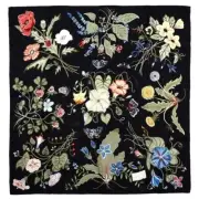 Gucci Silk Wrap Logo Kris Knight Floral Print Black Multicolor Unisex Scarf