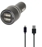 4.8A Dual Port USB Car Charger with 1m Lightning Cable