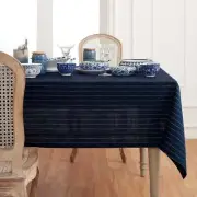 Solino Home 100% Pure Linen Tablecloth for Summer - Pinstripe, Made in USA