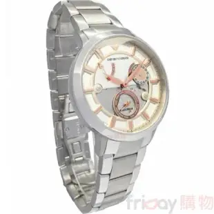 EMPORIO ARMANI亞曼尼 AR4668-中 手錶 銀面玫金時標鋼帶 動力儲存顯示 手自動上鍊 機械錶 男錶