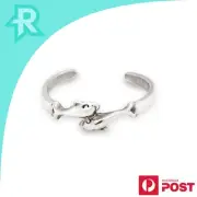 Double Dolphin Thin Sterling Silver 925 Toe Ring