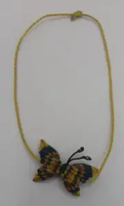 Handmade Andean Macramé Butterfly Anklet, Good Luck Symbol