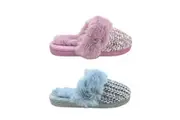 Grosby Marnie Ladies Slippers Slip On Closed toe Fluffy Cushioned Insole Knit Outer