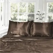 King Size Chocolate 1000TC Silk Silky Feel Satin Sheet Set