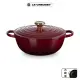 【Le Creuset】典藏琺瑯鑄鐵鍋媽咪鐵鍋26cm(醇酒紅-金頭-內鍋黑)