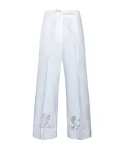 Wide-leg pants. Adjustable drawstring waist XS,M White