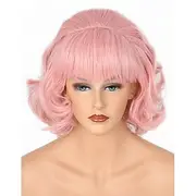 Grease Frenchy Wig 50s Wig for Pink Ladies Vintage Honeycomb Shaped Bob Curly Wig Halloween Wigs