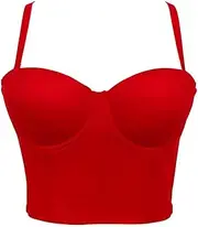 [generic] Women Corset Crop Tops Sexy See Through Mesh Bustier Gothic Black Red Corsage White Bodice