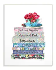 Stupell Floral Book Stack Tea Cup by Amanda Greenwood