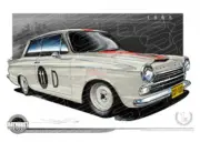 Bathurst Legends 1965 FORD CORTINA BARRY SETON / MIDGE BOSWORTH A2 FRAMED PRINT