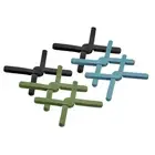 6 Pcs Foldable Silicone Trivet, Trivet Mats for Hot Pots, Green/Black/Blue