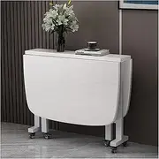 Kitchen Folding Dining Table, Extendable Butterfly Table, Space Saving Wood Rectangular Drop Leaf Table, Versatile Dinner Table with 6 Wheels, for Kitchen, Bedroom, Living Room (Color : C, Size : 10