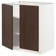METOD base cabinet with shelves/2 doors, white/Sinarp brown, 80x60x80 cm