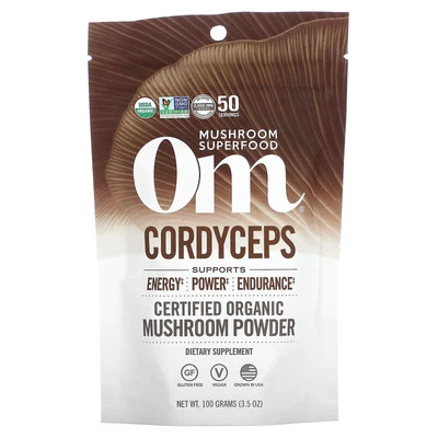 2 X Om Mushrooms, Cordyceps, Certified 100% Organic Mushroom Powder, 3.5 oz (100