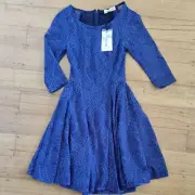 Alannah Hill Dress, Blue Lace, Size 6, rrp$529, cocktail, wedding, classic