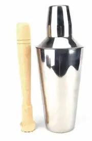 COCKTAIL SHAKER AND MUDDLER Maker Mixer Mixing Drinks Crusher Bar Stick Martini