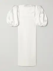 [Solace London] Solace London - Carmen Off-the-shoulder Satin-twill And Crepe Gown - Off-white - UK 4 UK 4 Off-white