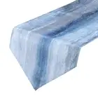 Table Runner 72" x 13", Blue Modern Art Burlap Table Runners, Blue & Black