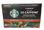 Starbucks 2X Caffeine House Blend Coffee K Cups Keurig 10 ct 4.3 oz