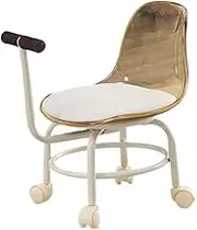 Ergonomic Rolling Stool for Kids, Swivel Seat with Back Support, Brown, as described