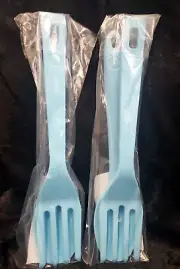 WEIGHT WATCHERS Large Blue Silicone Salad Fork & Spoon Set Lot/2 NEW!