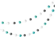 ABOOFAN 2M Wool Felt Ball Pom Poms Garland for Bedroom and White Grey Green Hanging Wall Pendants for Birthdays Showers and Weddings
