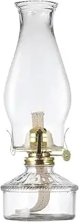Kerosene Lamp, Oil Lamps for Indoor Use Clear Glass Kerosene Lamp Nostalgia Oil Lantern with Wick Kerosene Burner Adjustable Light 12.4" Emergency Dining Table Desk Lamp