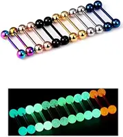 [Oufksiyy] Glow in The Dark Tongue Rings Nipple Piercing Jewlery Surgical Steel 16mm 14G Tongue Piercing Jewelry Nipplerings for Women Men Tongue Jewelry Nipple Jewelry 14 Gauge Nipple Barbell 6 Pair