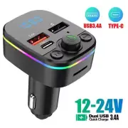 Bluetooth 5.0 FM Transmitter For Car, QC3.0 Type-C Q PD Radio Kit FM W9A9