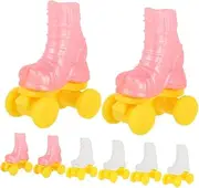 Roller Skates for Dolls 4 Sets of Mini Ice Skates Doll Decor Supplies Craft Tool Plastic Material
