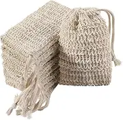 Trounistro 20 Pack Soap Exfoliating Bag Pouch Soap Saver Natural Ramie Soap Bag Hand Made Soap Bag Mesh Soap Saver Bags with Drawstring for Bath & Shower Use