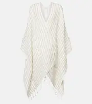 [Brunello Cucinelli] Brunello Cucinelli Striped linen poncho One Size white
