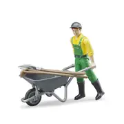 Bruder Licensed Bworld Farmer Figure Set With Barrow & Tools