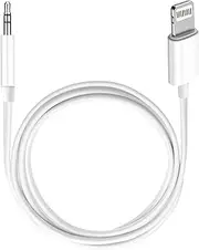 (Apple MFi Certified) iPhone AUX Cord, Lightning to 1/8 Inch Audio Cable, 3.3ft Headphone Jack Adapter Male Aux Stereo Cable Compatible for iPhone 14/13/12/11/XR/X/8/7 (White)