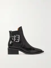 [GANNI] GANNI - + Net Sustain Recycled Patent Faux Leather Chelsea Boots - Black - IT41 IT 41 Black