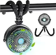 Reelau Baby Stroller Fan with Flexible Legs, 5-inch Clip On Fan for Baby Stroller& Crib with Tripod Flexible Arms, 2600mAh Battery Operated Cordless Clip On Fan for Car Seat/Treadmill/Exercise Bike