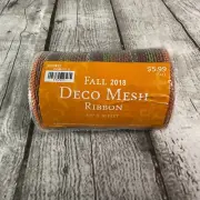 Fall Deco Mesh Ribbon 5.5" X 30 ft Orange Green Burgundy Striped Wreaths Crafts
