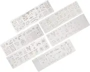 Beavorty 6pcs Halloween Nail Stencil Reusable Templates for Manicure Easy to Use for Beginners and Professionals for Nail Art Design