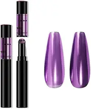 Warm Girl Chrome Air Cushion Nail Magic Powder Pen, Holographic Glitter Laser Rainbow Effect and Long Lasting, DIY Nail Art Powder Decoration Pen#04
