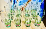 Vintage Set Of 12 Coca Cola (Libbey) Christmas Trees & Holly Glass BEAUTIFUL!!!