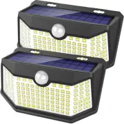 2Pack Solar Motion Sensor Wall Lights,120 LED with Lights Reflector and 3 Modes