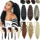 Deep Wavy Drawstring Ponytail Wrap On Pony Tail Curly Clip In Hair Extensions US