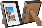 2x Black A4 (8" x 12") 3D Deep Box Frames with White A5 Mount - Glass Shadow Photo Picture Flower Craft Memory Art Wall Display - By Nicola Spring